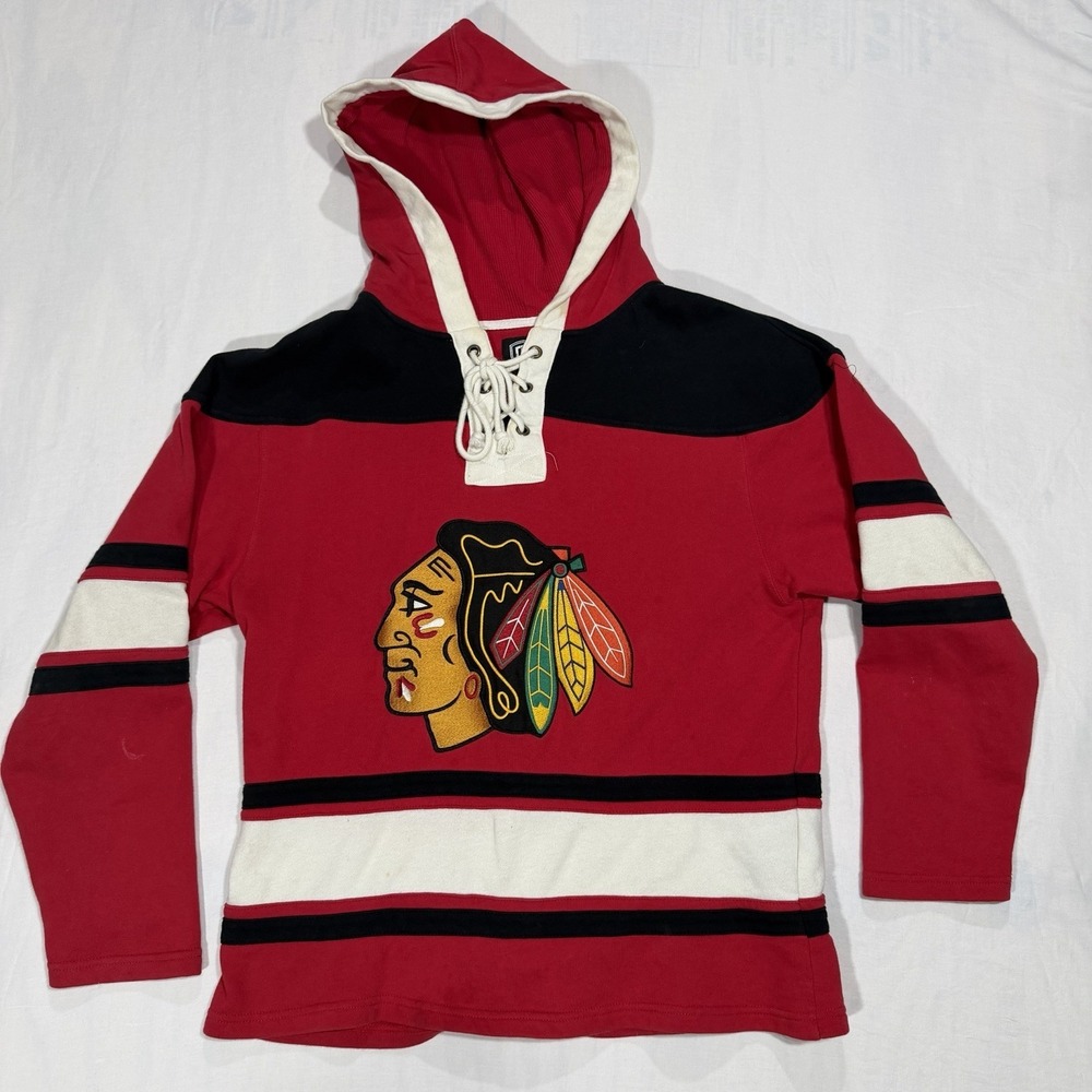 Chicago Blackhawks Retro Hockey Jersey Hoodie Sweatshirt NHL Size  Medium
